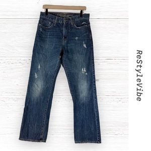AMERICAN EAGLE Men’s Size 31x32 Denim Jean Relaxed Straight Fit Style Destructed